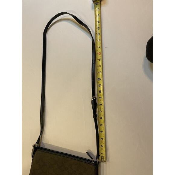 Coach Signature Crossbody Purse Zip File Brown Black Designer Bag Medium - Picture 4 of 10